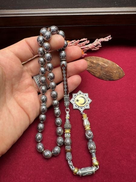 Beyzi Model Gümüş İşlemeli Kuka Tesbih