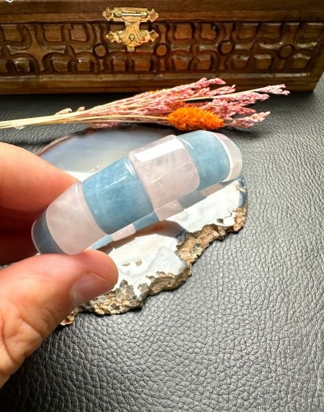Pembe Kuvars ve Akuamarin Doğal Taş Bileklik