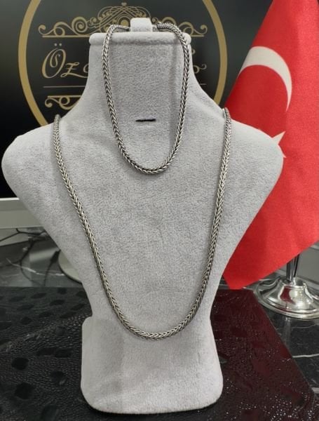 925 Ayar Tilki Kuyruğu Gümüş Kolye ve Bileklik