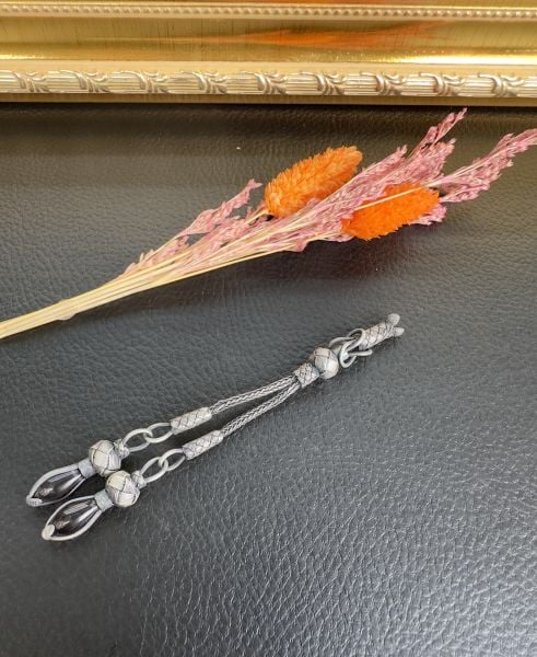 Çiftli Model Mor Renk Taşlı Kazaz Püskül