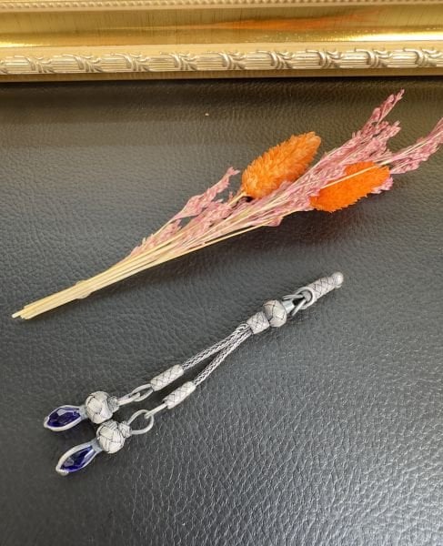 Çiftli Model Parlement Mavi Renk Taşlı Kazaz Püskül