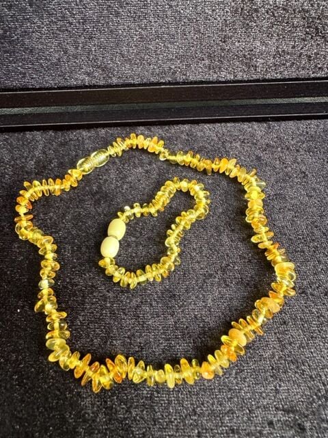 Damla Kehribar Kırıktaş Model Bebek Bileklik Ve Kolye Set