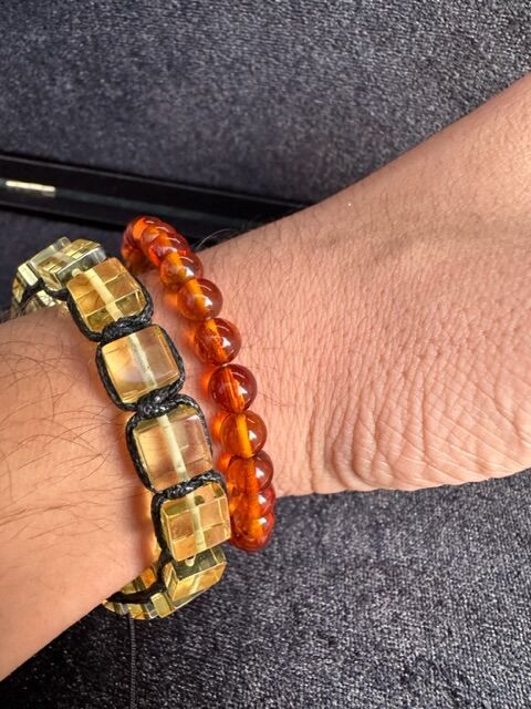 Bal Rengi Bay/Bayan Damla Kehribar Bileklik