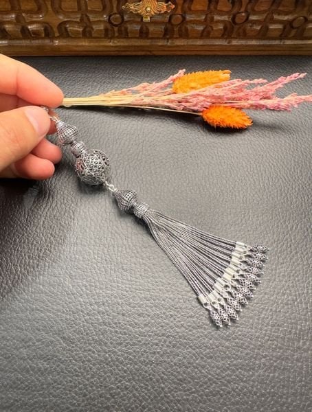 Özel Fizyon Tasarım Saçaklı Gümüş Püskül