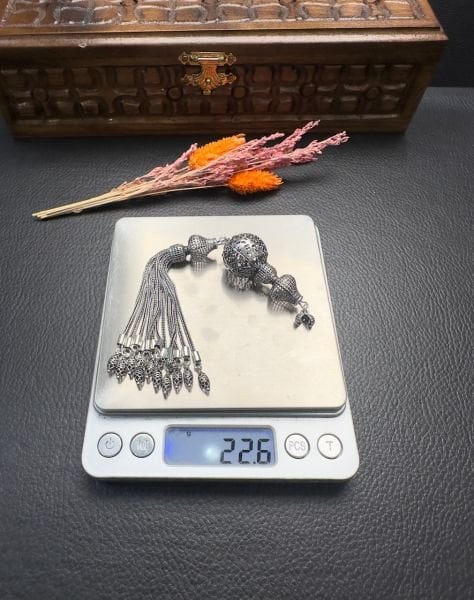 Özel Fizyon Tasarım Saçaklı Gümüş Püskül