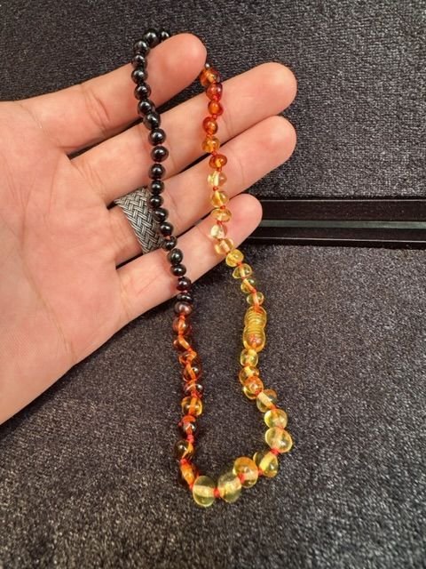 Karışık Renk Damla Kehribar Bebek Diş Kolyesi