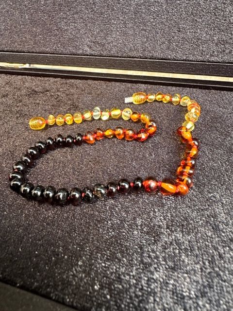 Karışık Renk Damla Kehribar Bebek Diş Kolyesi