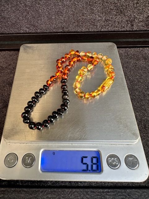 Karışık Renk Damla Kehribar Bebek Diş Kolyesi