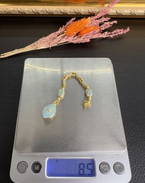Turkuaz Renk Diamond Model Gümüş Püskül