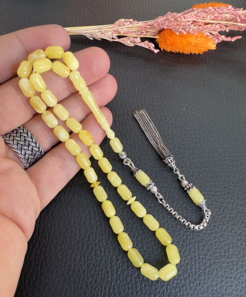 Kapsül Model Bürokrat Boy Damla Kehribar Tesbih