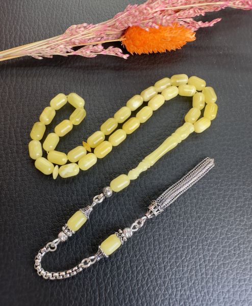 Kapsül Model Bürokrat Boy Damla Kehribar Tesbih