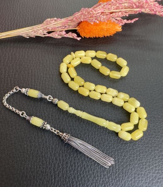 Kapsül Model Bürokrat Boy Damla Kehribar Tesbih