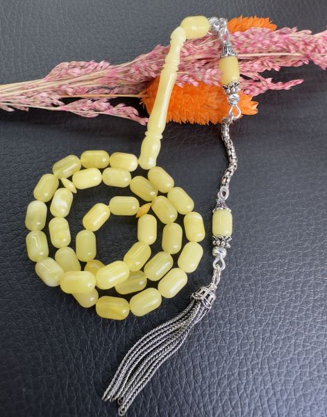 Kapsül Model Bürokrat Boy Damla Kehribar Tesbih