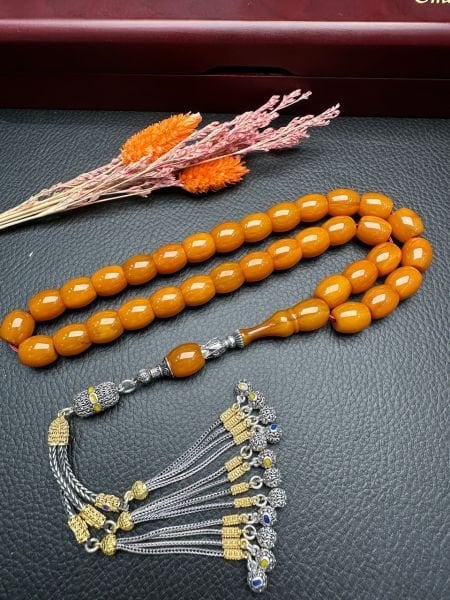 Yakup Kara Fıçı Model Sarı Çubuk Sıkma Kehribar Tesbih