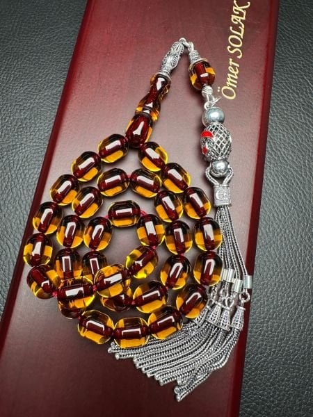 Yakup Kara Badem Model Osmanlı Ateşi Sıkma Kehribar Tesbih