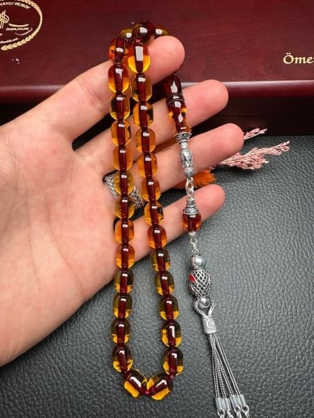 Yakup Kara Badem Model Osmanlı Ateşi Sıkma Kehribar Tesbih