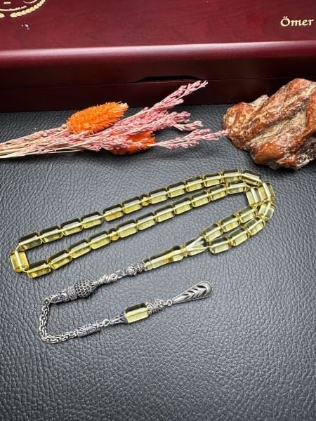 Rus Kaya Şeffaf Damla Kehribar Tesbih