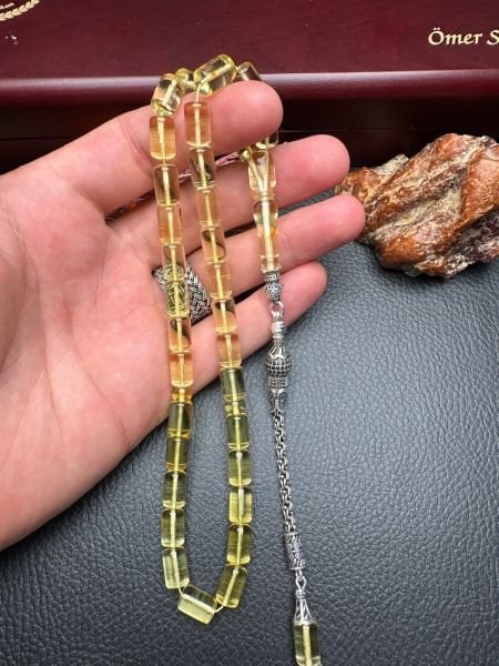 Rus Kaya Şeffaf Damla Kehribar Tesbih