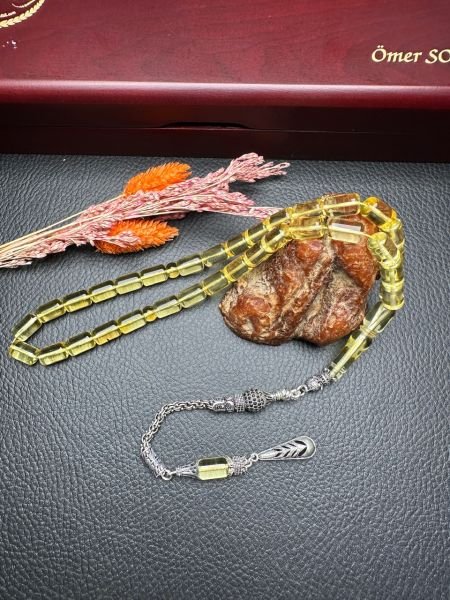 Rus Kaya Şeffaf Damla Kehribar Tesbih