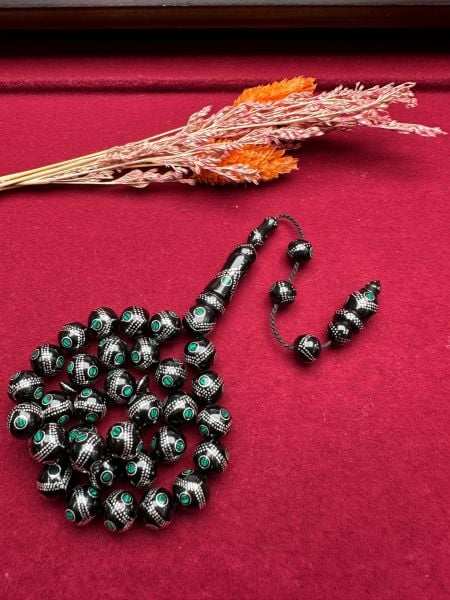 Küre Model Gümüş ve Mine İşlemeli  Kuka Tesbih