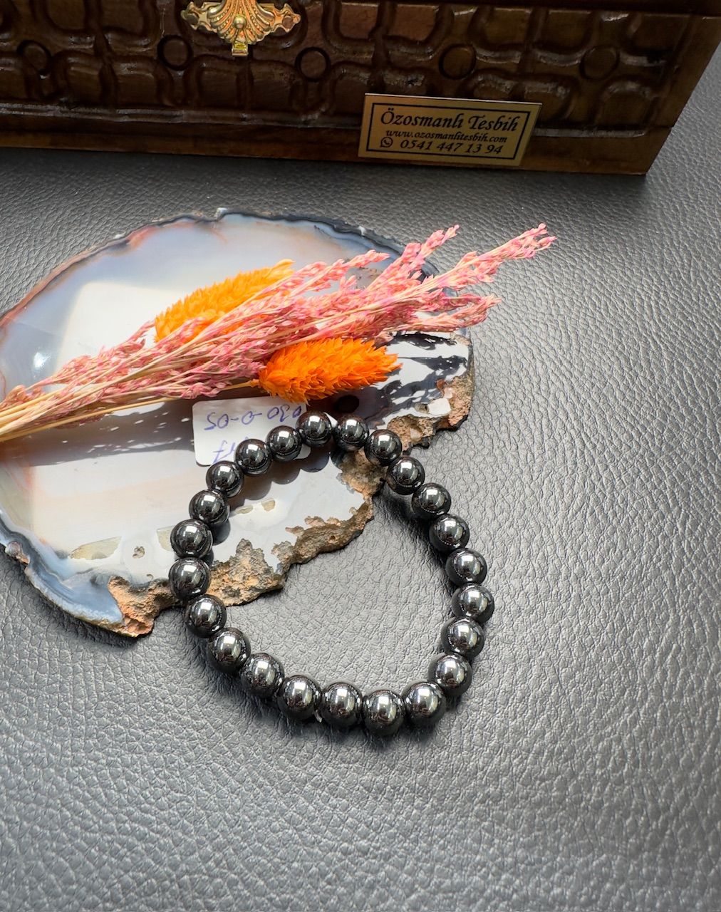 Küre Model Hematit Doğal Taş Bileklik