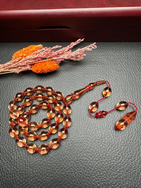 Şeffaf Renk Ateş Kehribar Tesbih