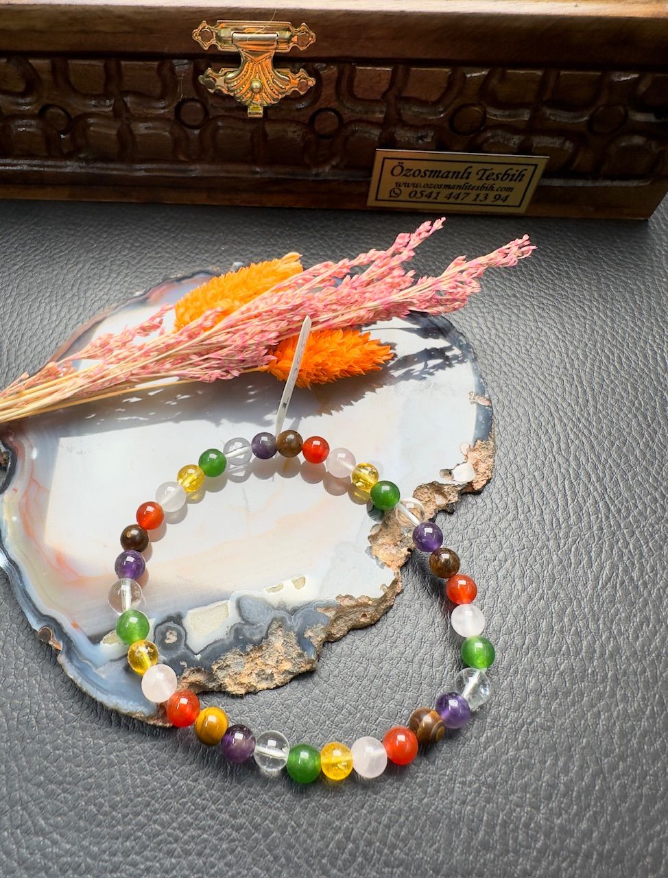 Küre Model Çakra Doğal Taş Bileklik