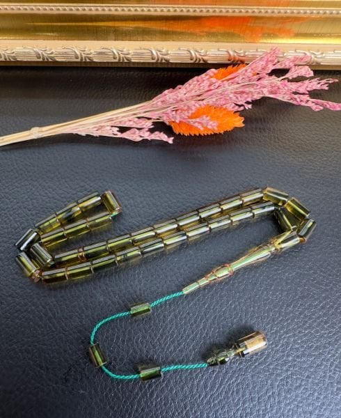 Kesme Model Hareli Sıkma Kehribar Tesbih