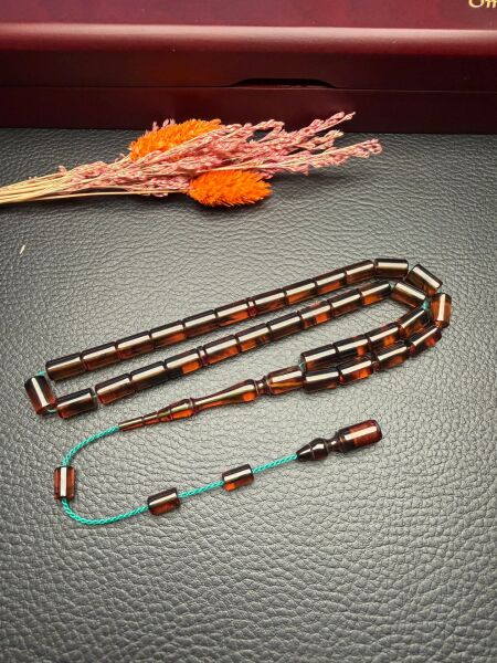 Kesme Model Hareli Sıkma Kehribar Tesbih