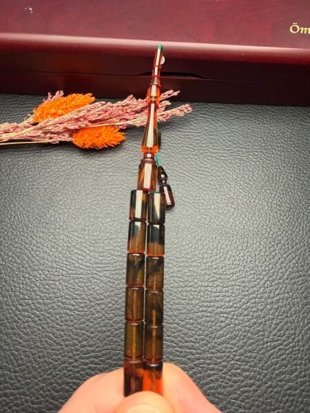 Kesme Model Hareli Sıkma Kehribar Tesbih