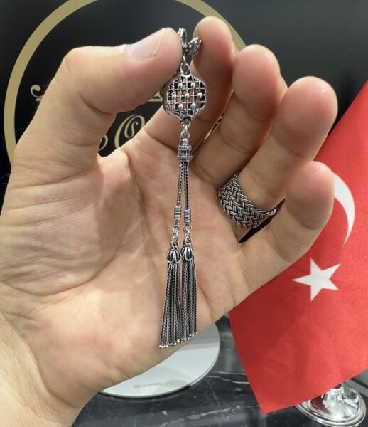 Çiftli Model Küçük Boy Gümüş Püskül