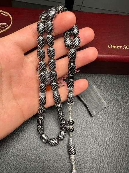 Kapsül Model Gümüş İşlemeli Erzurum Oltutaşı Tesbih
