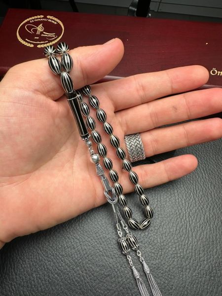 Beyzi Model Gümüş İşlemeli Erzurum Oltutaşı Tesbih