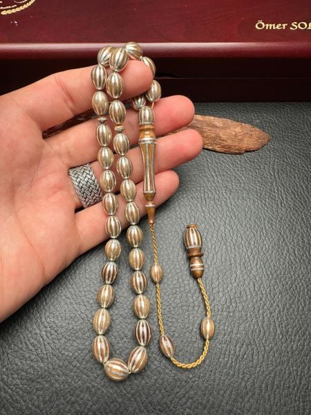 Beyzi Model Gümüş Yarma İşlemeli Kuka Tesbih