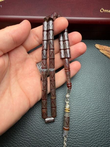 Kesme Model Gümüş İşlemeli Kuka Tesbih