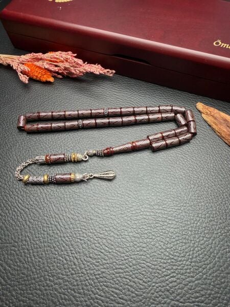 Kesme Model Gümüş İşlemeli Kuka Tesbih