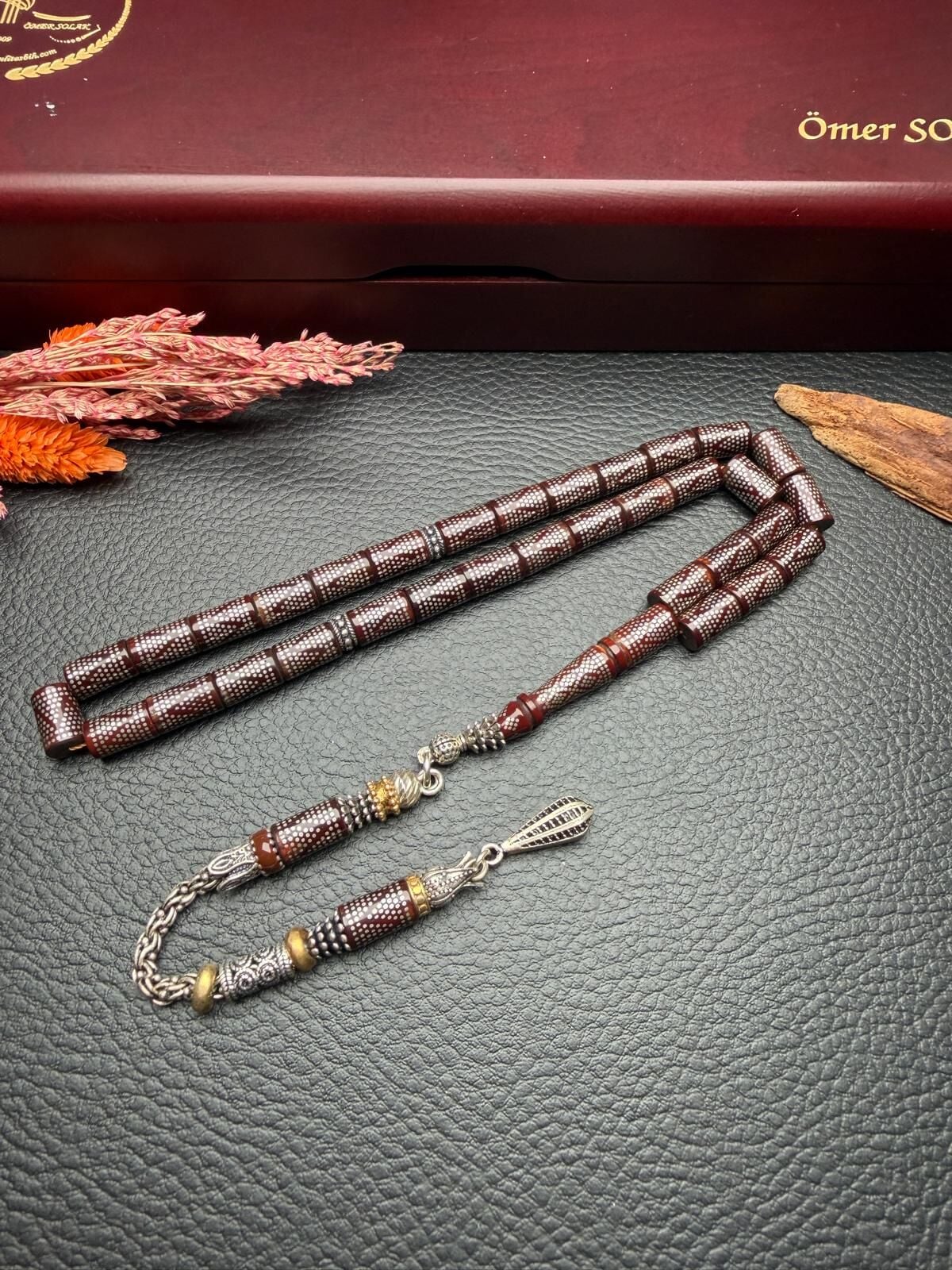 Kesme Model Gümüş İşlemeli Kuka Tesbih