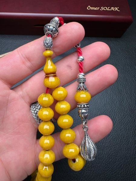 Armudi Model Çubuk Sıkma Kehribar Tesbih