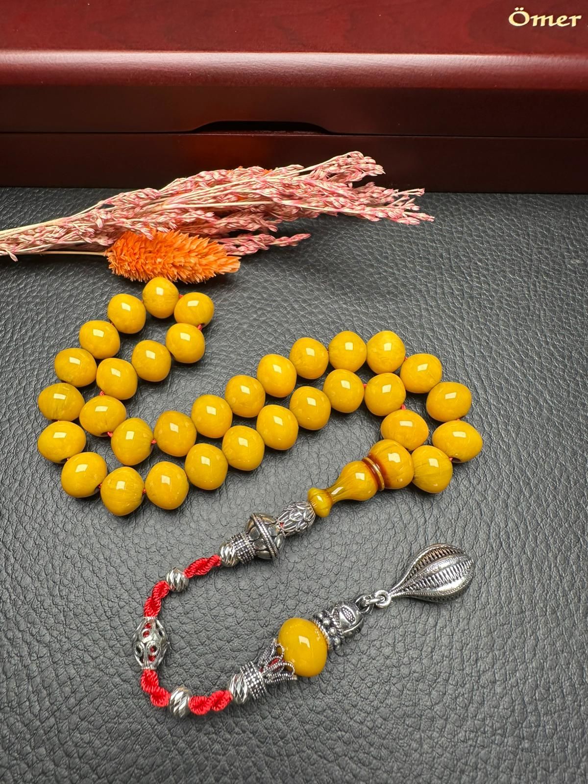 Armudi Model Çubuk Sıkma Kehribar Tesbih