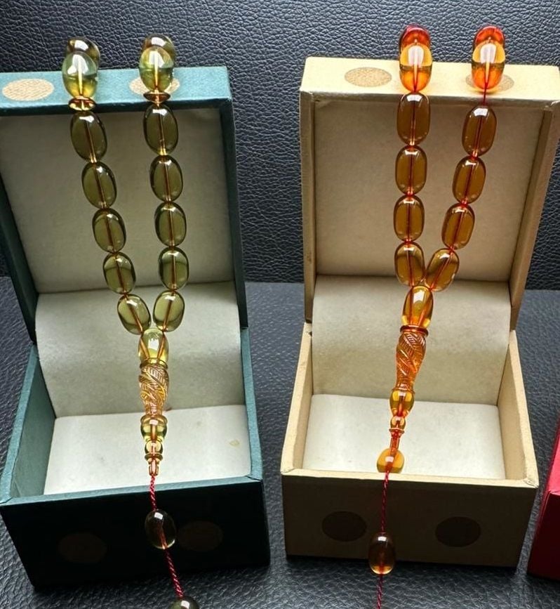 Alman Sıkma Zar Kehribar Tesbih Seti