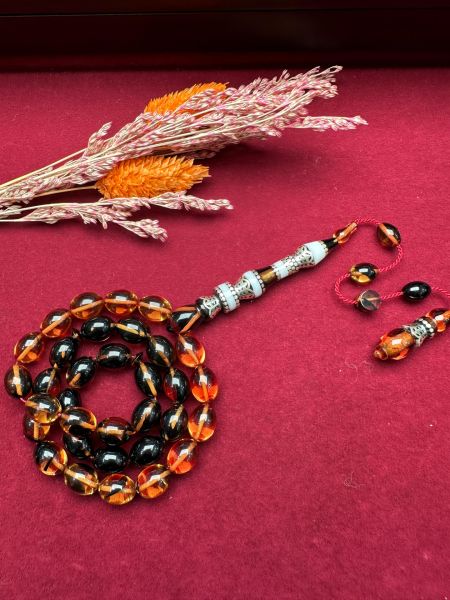 Beyzi Model Nakkaş Gümüş  İmameli Ateş Kehribar Tesbih