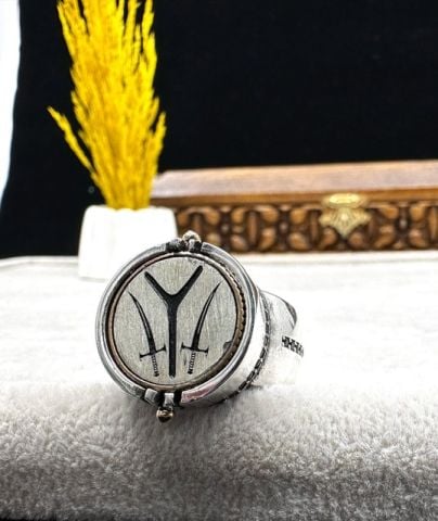 Kayı Boyu Bayrağı Model 925 Ayar Gümüş Erkek Yüzük