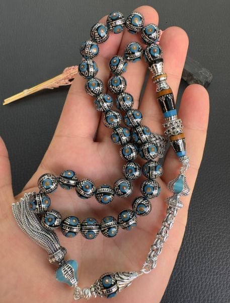Yusuf Akansel Usta İşçiliği Küre Model Kuka ve Firuze İşlemeli Erzurum Oltutaşı Tesbih