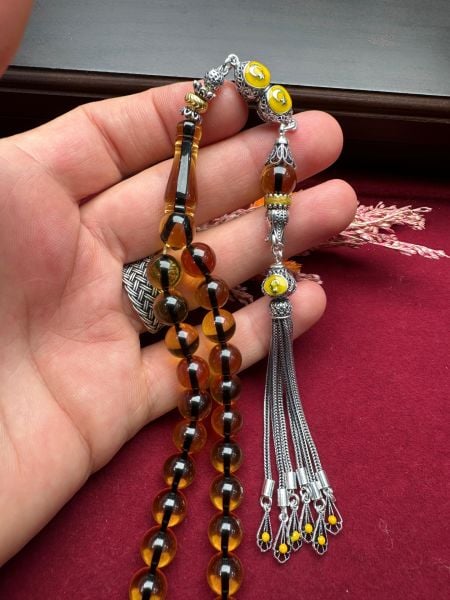 Küre Model Ateş Kehribar Tesbih