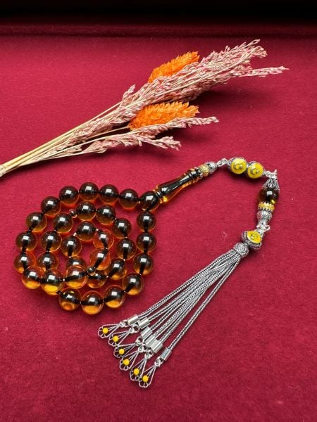 Küre Model Ateş Kehribar Tesbih