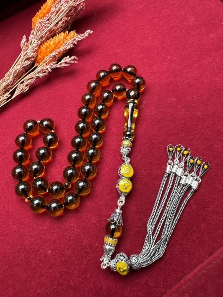 Küre Model Ateş Kehribar Tesbih