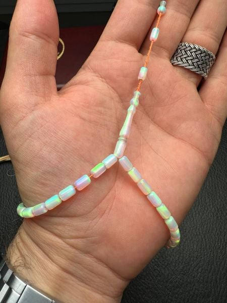 Küçük Boy Kapsül Model Mavi Renk Sentetik Opal Tesbih