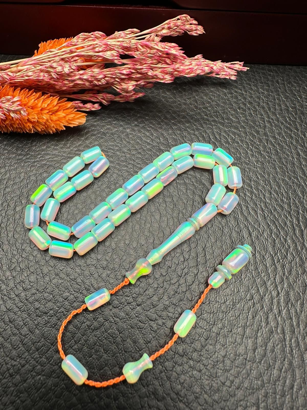 Küçük Boy Kapsül Model Mavi Renk Sentetik Opal Tesbih