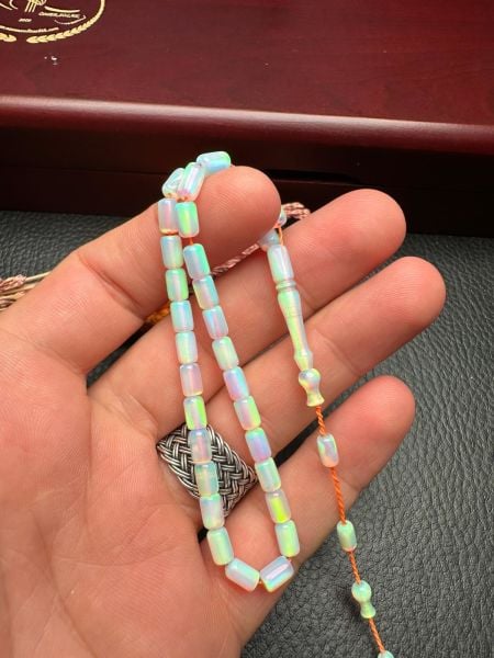 Küçük Boy Kapsül Model Mavi Renk Sentetik Opal Tesbih