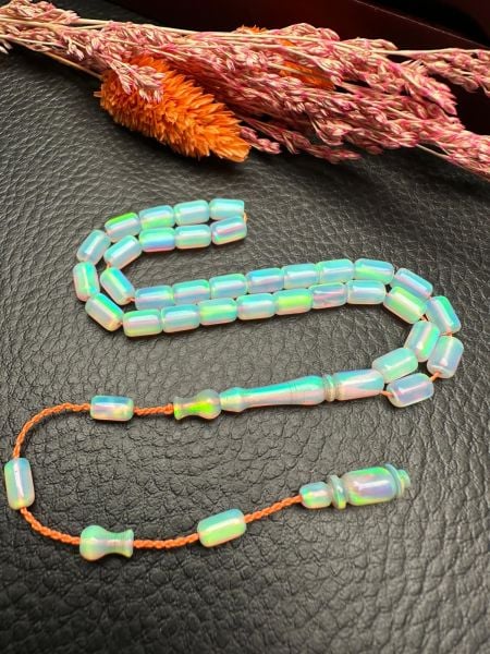 Küçük Boy Kapsül Model Mavi Renk Sentetik Opal Tesbih